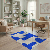 Bold Blue Geometric Modern Area Rug