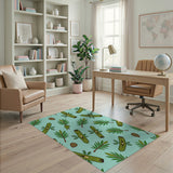 Odika Fruit Pod and Leaf Teal Rug