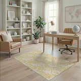 Gold and Silver Elegant Gold Swirl Floral Area Rug