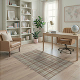 Tan Brown Plaid Rustic Farmhouse Rug