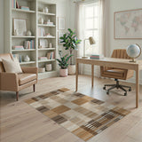 Brown Tan Geometric Striped Area Rug