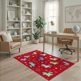 Magical Unicorn Stars Red Area Rug