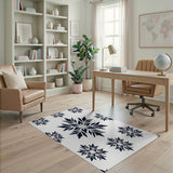 Snowflake Silhouette Area Rug Black White