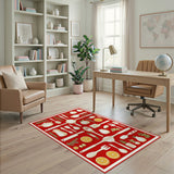 Red Fruit Pattern Kitchen Washable Area Rug