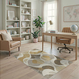 Beige Abstract Geometric Modern Area Rug