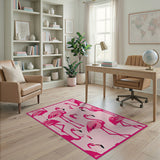 Playful Pink Flamingo Pixel Area Rug