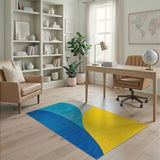 Abstract Blue Teal Yellow Area Rug