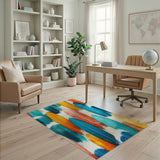 ODIKA Modern Coastal Surfboard Pattern Washable Area Rug - Low Pile Non-Slip Home Decor