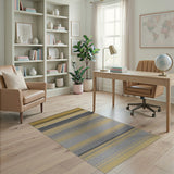 Gold Black Gray Striped Area Rug