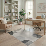 Modern Grey Overlapping Circles Area Rug