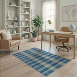 Rustic Farmhouse Blue and Teal Navy Blue Plaid Area Rug