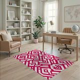 Pink Geometric Modern Pink Geometric Lattice Area Rug