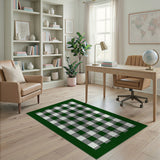 Classic Green White Plaid Checkered Rug