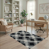 Black White Diamond Geometric Modern Area Rug