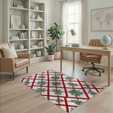 Festive Red Green Christmas Lattice Area Rug