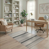 Modern Black White Striped Black and White Area Rug