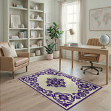 Purple Floral Ornate Medallion Area Rug