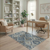 Blue and Teal Indigo Blue Tribal Geometric Area Rug
