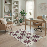 Elegant Red Snowflake Pattern Area Rug