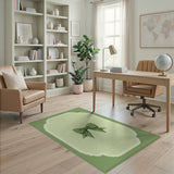 Elegant Green Bow Scalloped Frame Area Rug