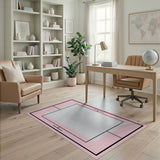 Pink Tennis Court Geometric Area Rug