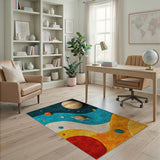 Whimsical Solar System Kids Rug with Planets Stars