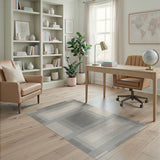 Grey Geometric Framed Modern Area Rug