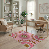 Floral Vintage Vintage Pink Daisy Floral Area Rug
