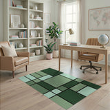Serene Green Geometric Abstract Rug