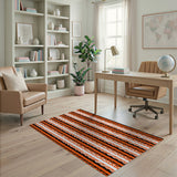 Bold Orange Black Zigzag Stripe Area Rug