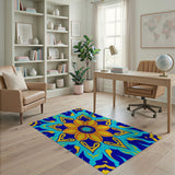 Vibrant Navy Mandala Sunflower Area Rug