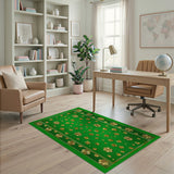 Golden Shamrocks on Emerald Green Area Rug