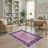 Elegant Pink Floral Vine Border Area Rug
