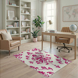 Elegant Pink Damask Floral Floral Vintage Area Rug