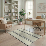Modern Beige Rug with Bold Black Vertical Stripes