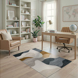 Multi-color and Patterns Abstract Wave Neutral Area Rug