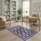 Navy Blue Medallion Persian Area Rug