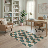 Teal Terracotta Geometric Tessellation Rug