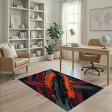 Bold Red Orange Brush Stroke Abstract Area Rug