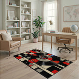 Geometric Modern Retro Vinyl Record Geometric Area Rug