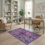 Traditional Persian Purple Floral Traditional Persian Area Rug
