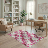 Vibrant Pink Lily Floral Area Rug