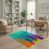 Cartoon Underwater Fish Coral Area Rug