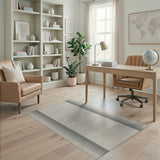 Grey Vertical Stripe Textured Area Rug