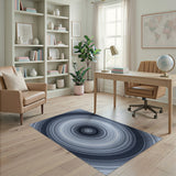 ODIKA Modern Abstract Concentric Circle Blue Machine Washable Area Rug, Low Pile Non-Slip & Pet Friendly