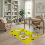 Cute Smiling Fried Egg Yellow Area Rug