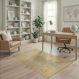 Intricate Gold Heritage Tribal Area Rug