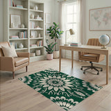 Emerald Green Mandala Floral Area Rug