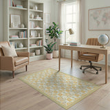 Vintage Yellow Floral Cream Area Rug