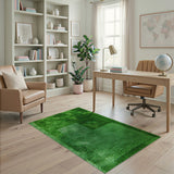 Green Lush Green Geometric Shag Area Rug
